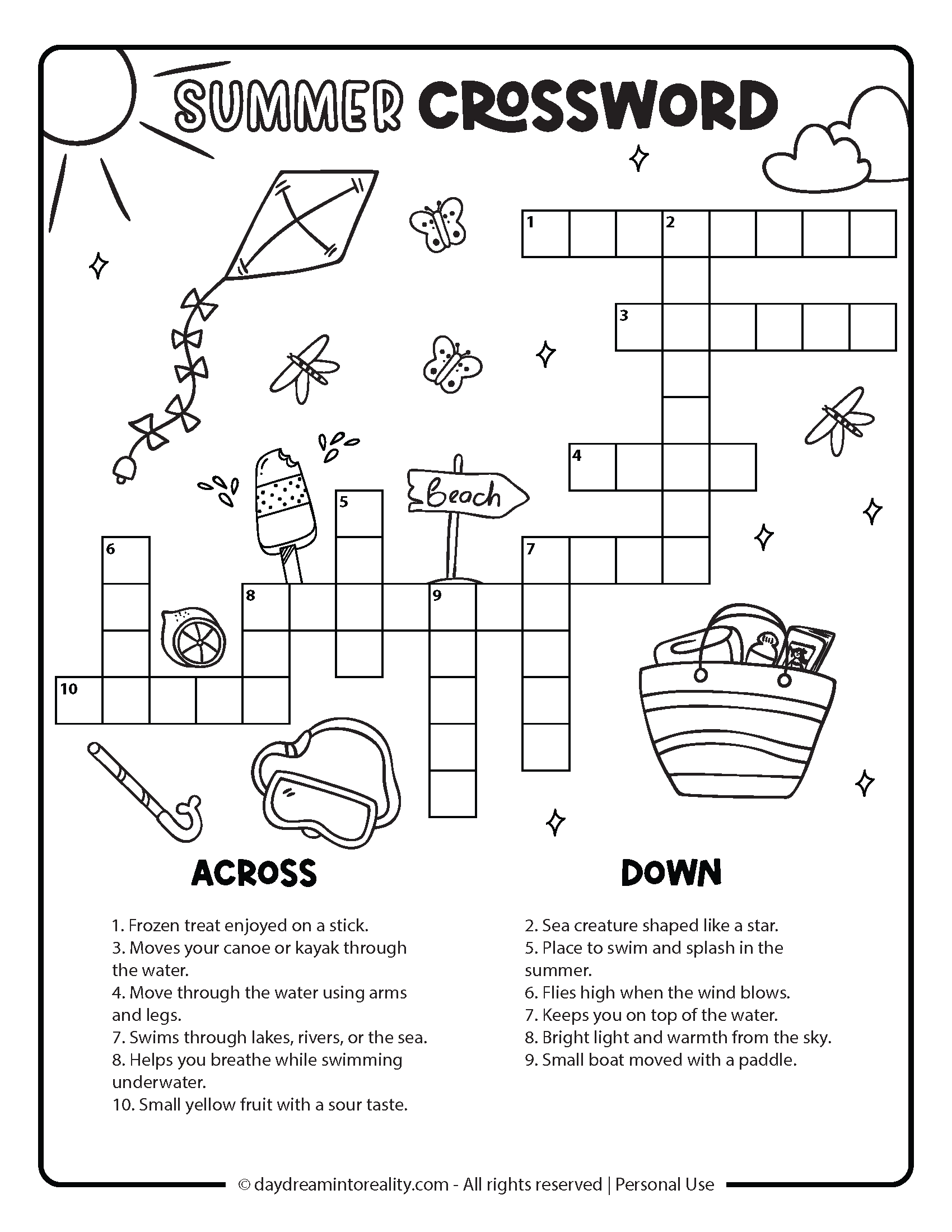 10 summer crossword puzzles free printable pdfs from easy to advanced daydream into reality