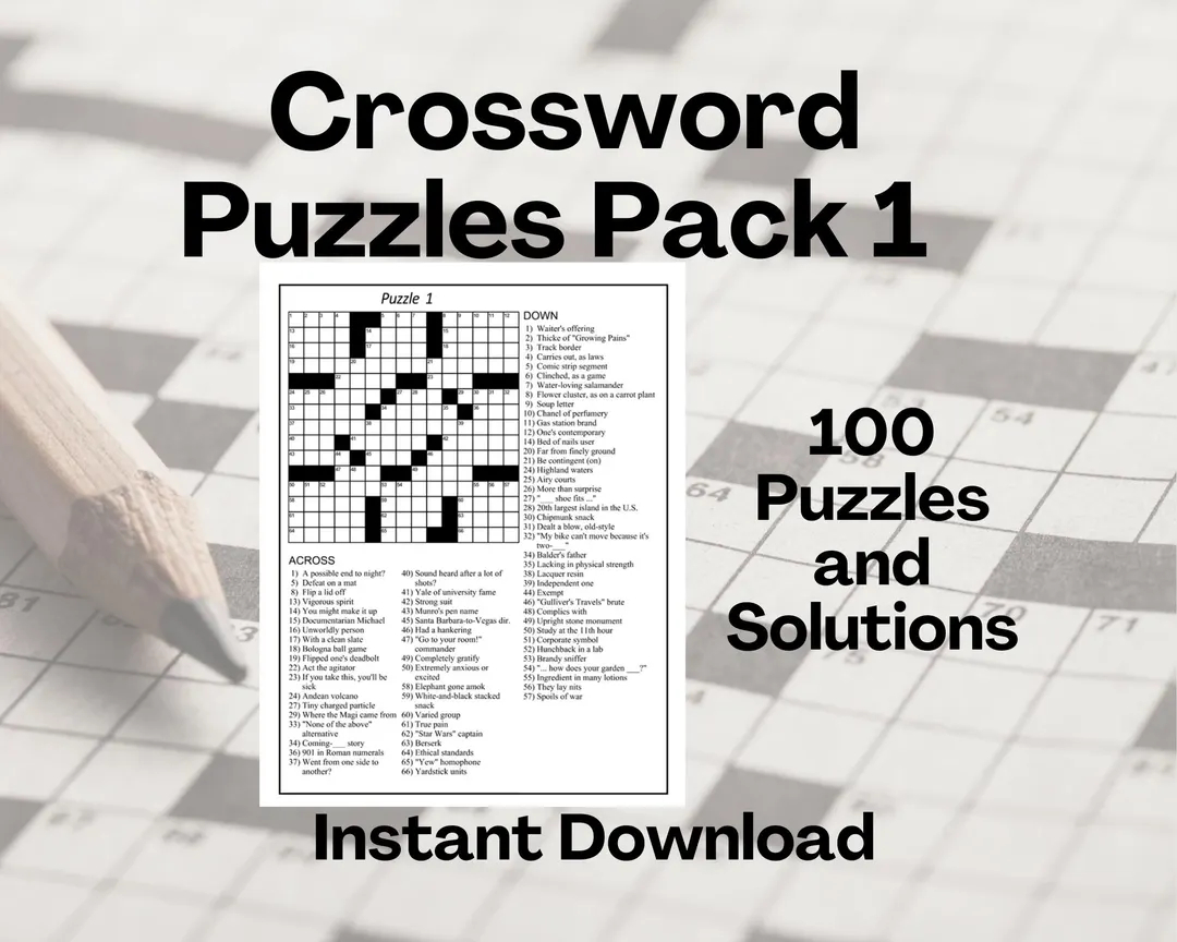 100 Printable Crossword Puzzles For Adults Large Print Word Games Brain Games Digital Printable Puzzle Book Instant Download PDF Etsy