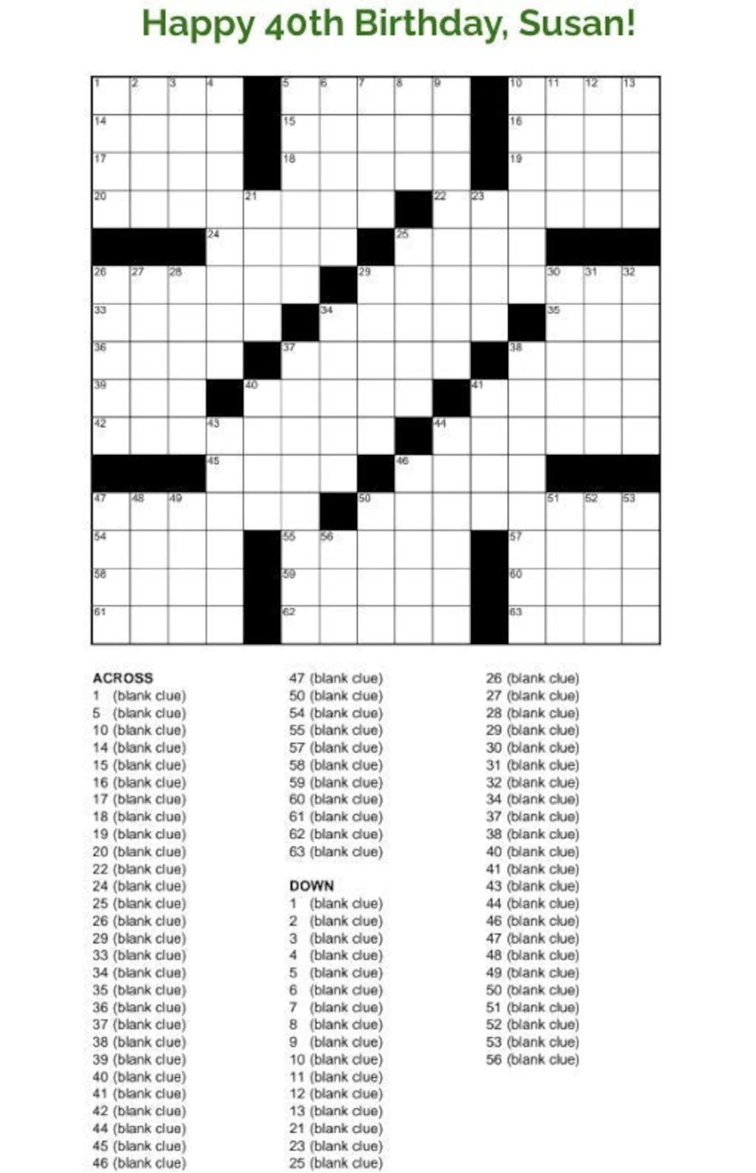 10x10 Highest Custom Crossword Puzzles Birthday Gifts