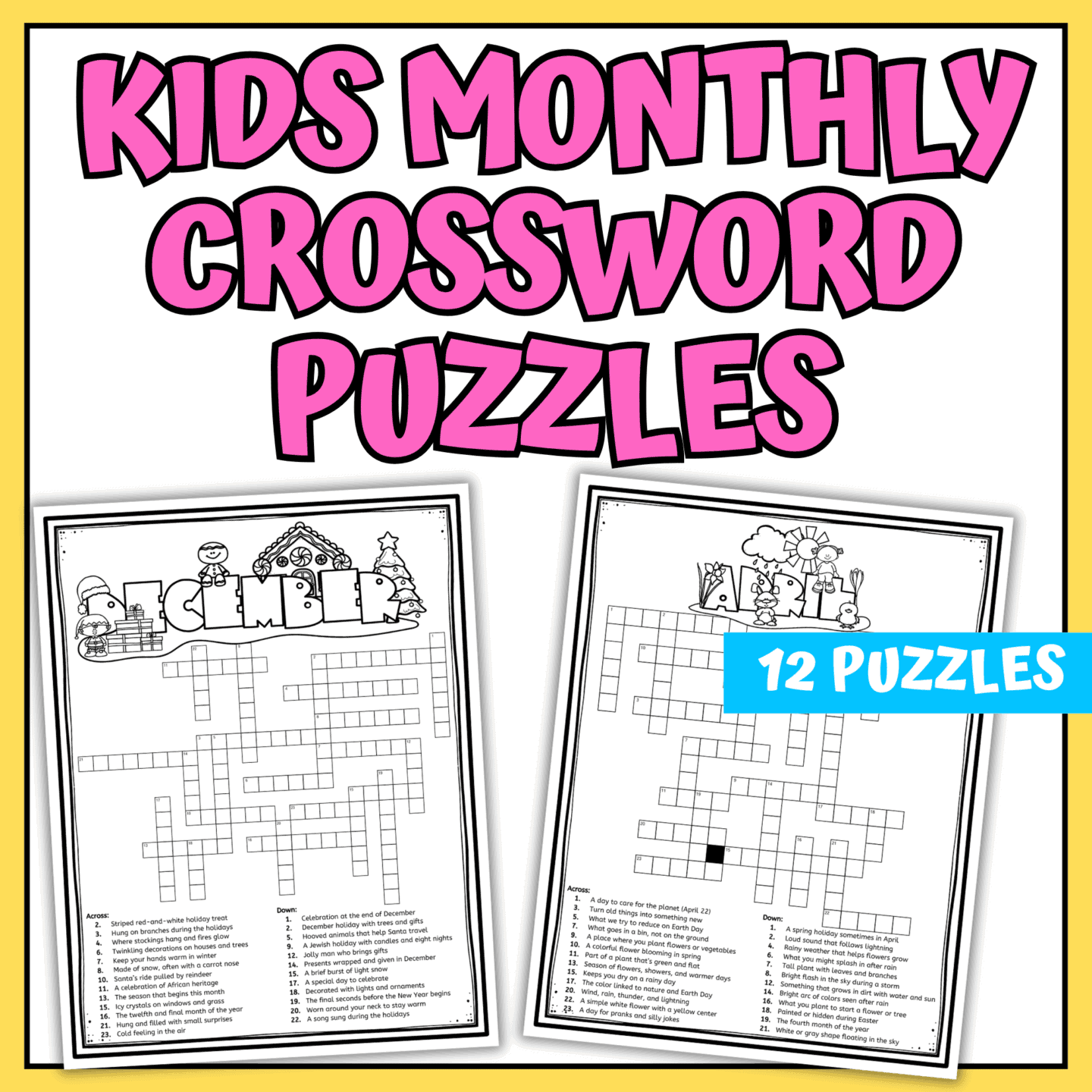 Spring-Themed Crossword Puzzle Free Printable