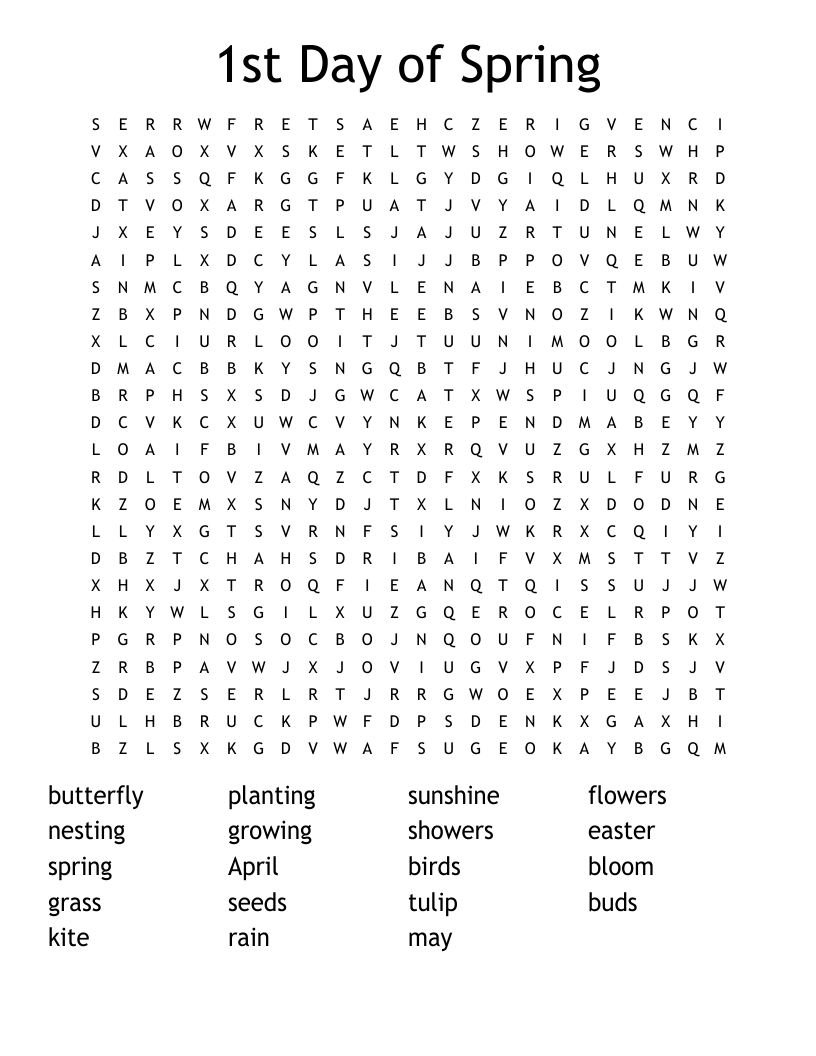 1st Day Of Spring Word Search WordMint