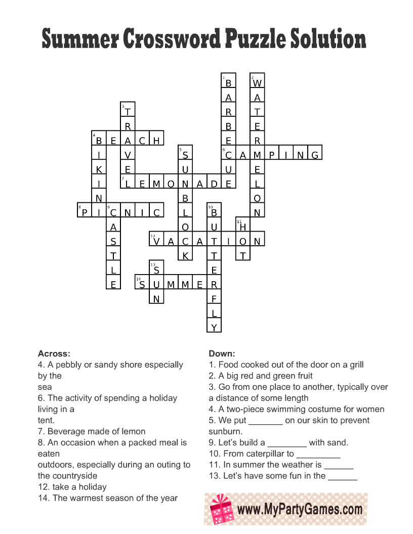 Free Printable Easy Crossword Puzzles Summer Free Printable Easy Crossword Puzzles Summer