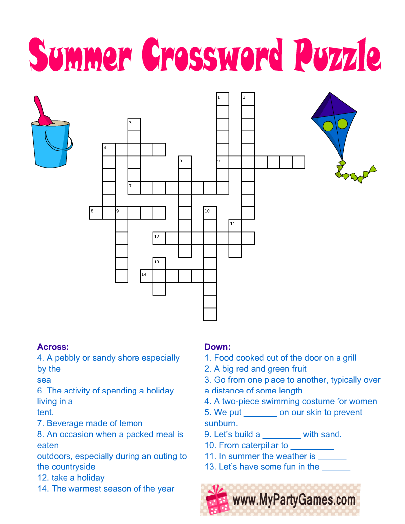 Printable Crossword for 11 Year Printable Crossword for 11 Year