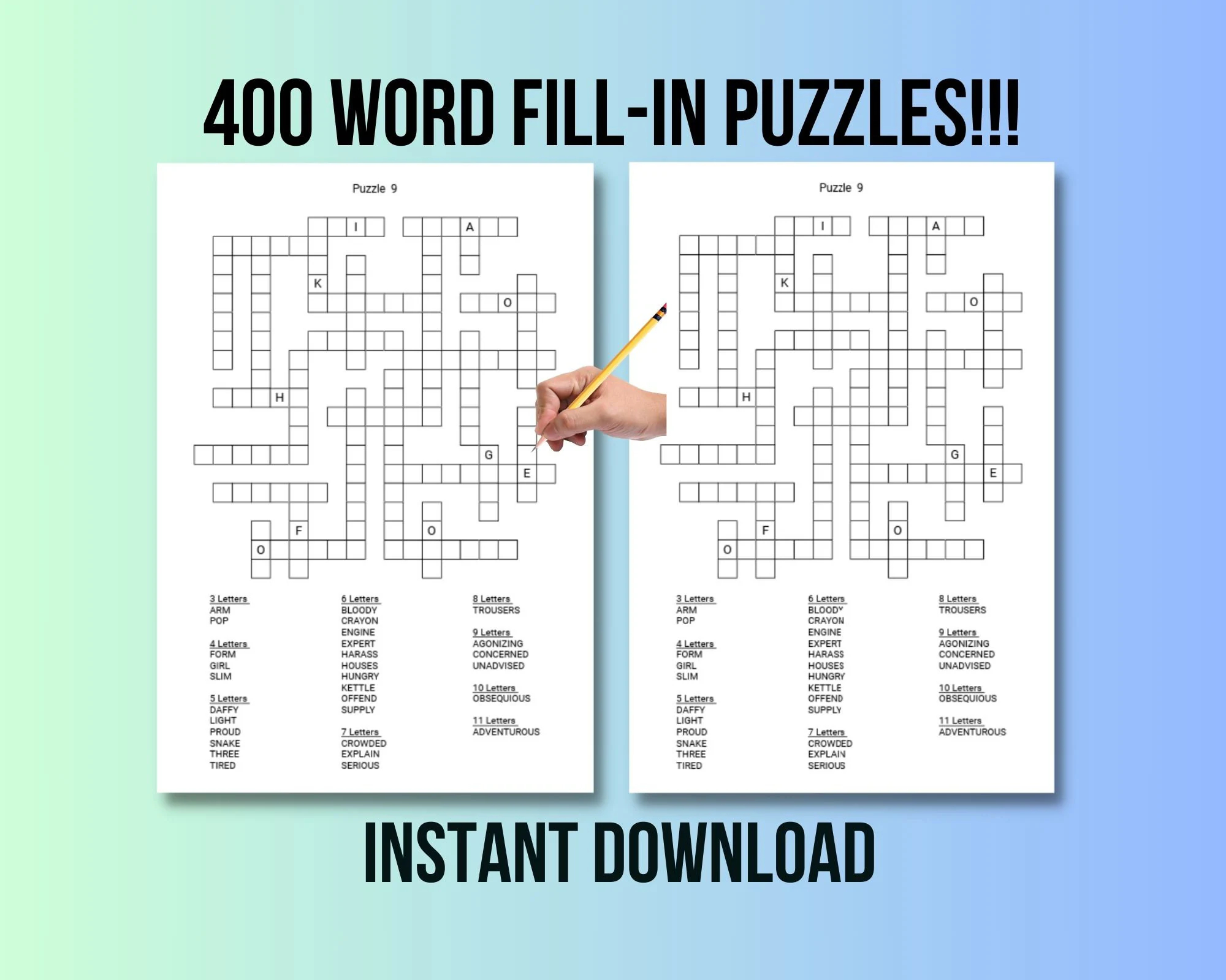 400 Printable Word Fill In Puzzle Pages For Adults Large Print Easy To Read Fill In Word Crossword Puzzles Instant Digital Download Etsy 400 Printable Word Fill In Puzzle Pages For Adults Large Print Easy To Read Fill In Word Crossword Puzzles Instant Digital Download Etsy