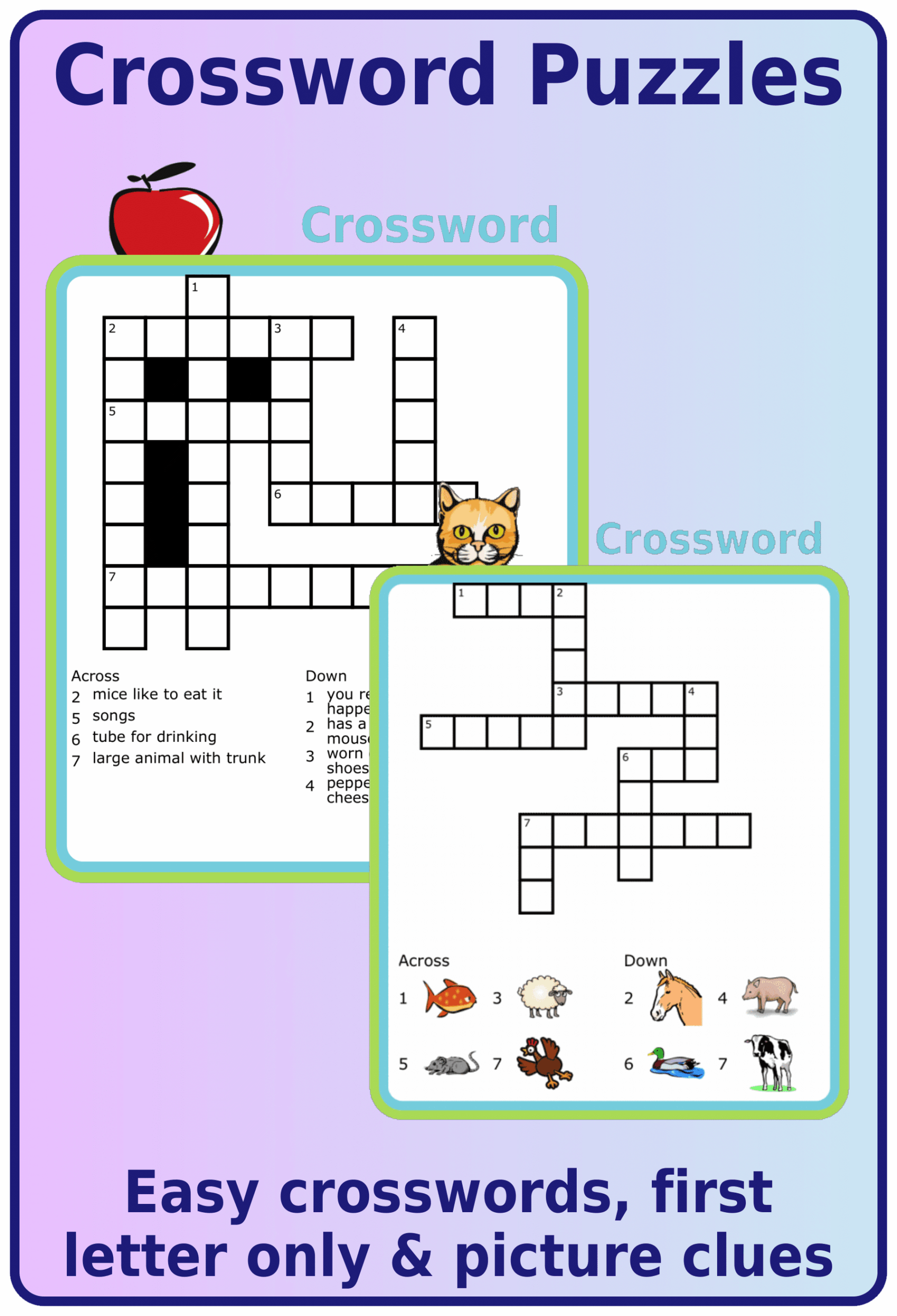 Printable Crosswords Puzzule for Kids Printable Crosswords Puzzule for Kids