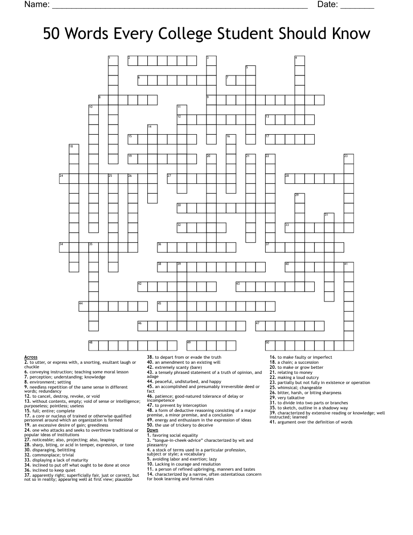 College Crossword Puzzles Printable College Crossword Puzzles Printable