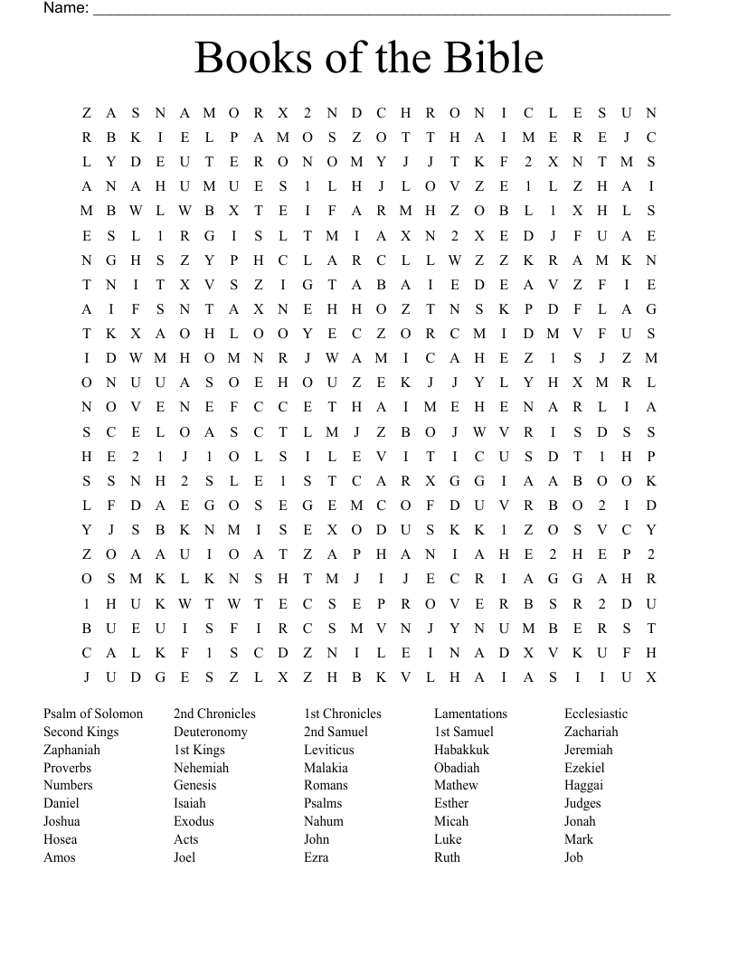 66 Books Of The Bible Crossword WordMint 66 Books Of The Bible Crossword WordMint