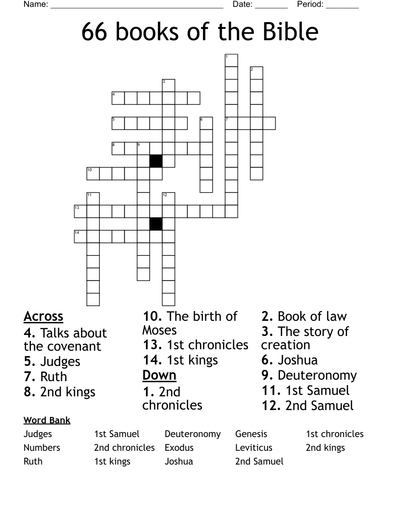 66 books of the bible crossword wordmint worksheets library 66 books of the bible crossword wordmint worksheets library
