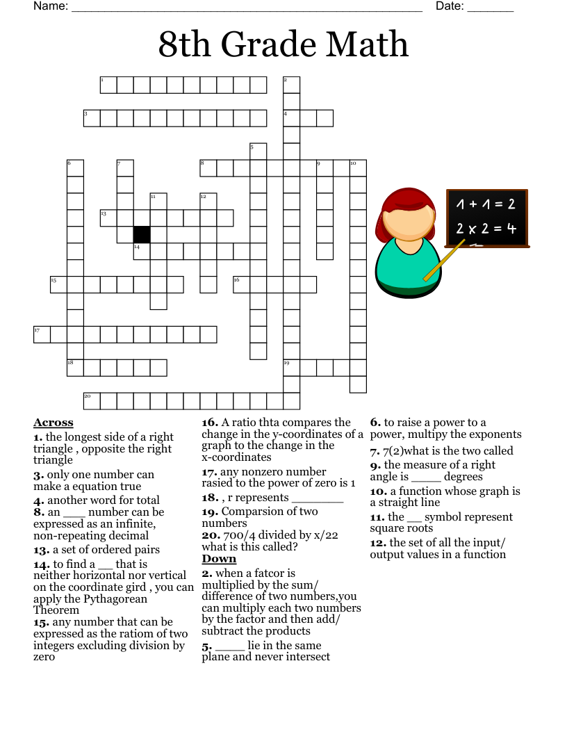 8th Grade Crossword Vocab WordMint