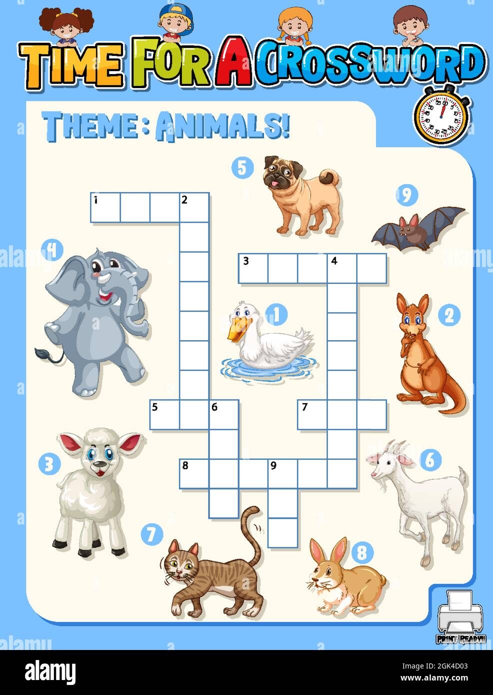 A Pet Crossword Game Template Illustration Stock Vector Image Art Alamy