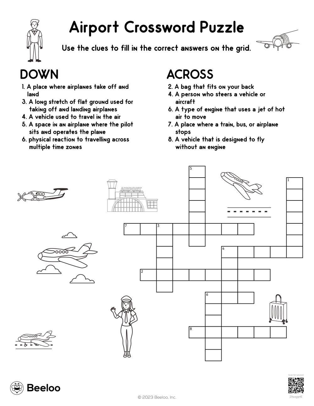Airport Crossword Puzzle Beeloo Printable Crafts And Activities For Kids Airport Crossword Puzzle Beeloo Printable Crafts And Activities For Kids
