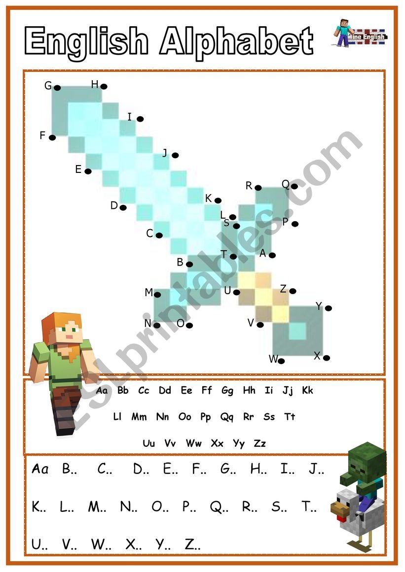 Alphabet English With Minecraft Heroes ESL Worksheet By Englishspb