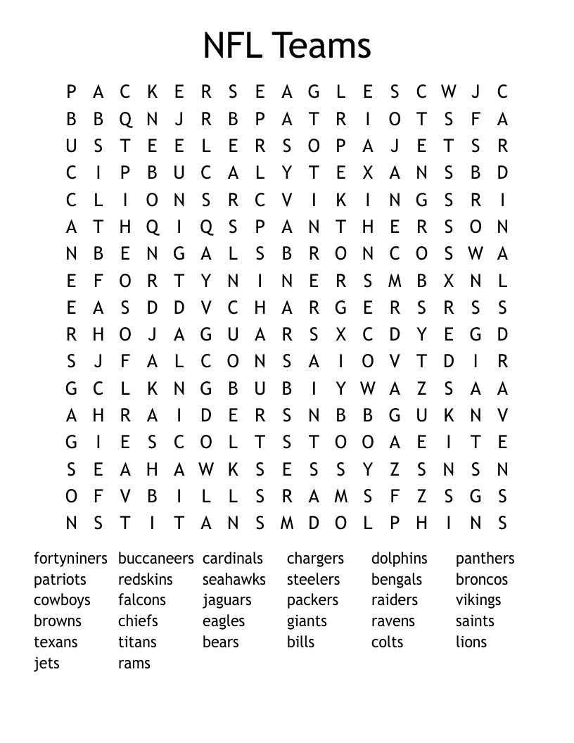 American Football Crosswords Word Searches Bingo Cards WordMint