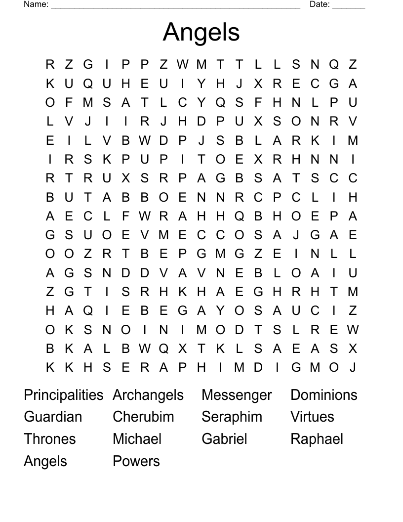 Angels Word Search WordMint