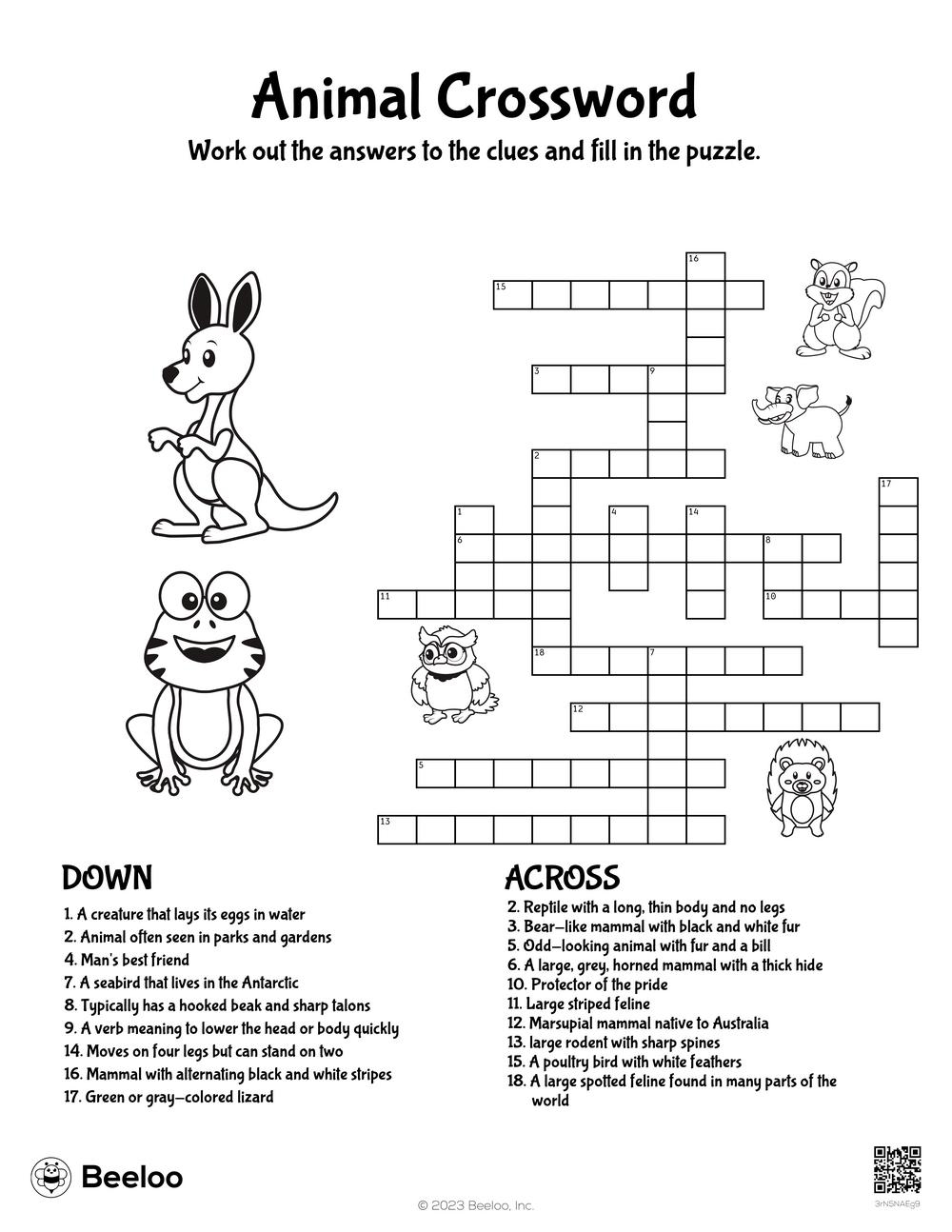 Animal Crossword Beeloo Printable Crafts And Activities For Kids Animal Crossword Beeloo Printable Crafts And Activities For Kids