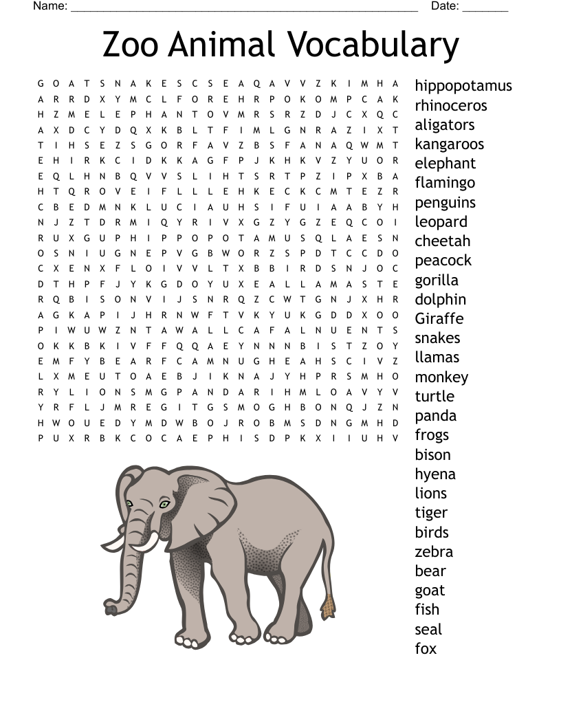Animal Crossword Medium WordMint Animal Crossword Medium WordMint