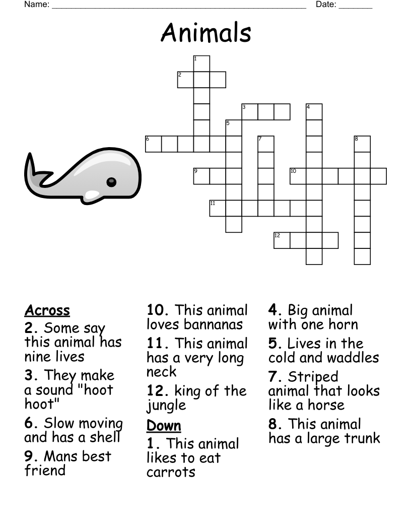 animal crossword puzzle wordmint animal crossword puzzle wordmint