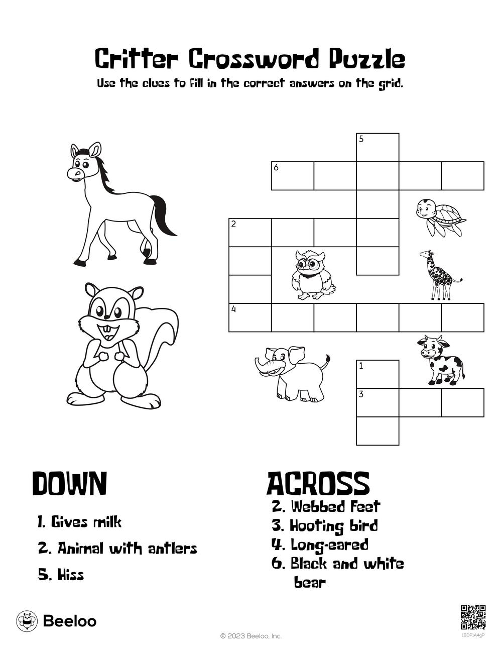 Printable Pet Themed Crossword