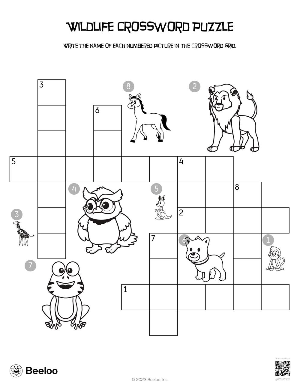 Easy Printable Crosswords Animals