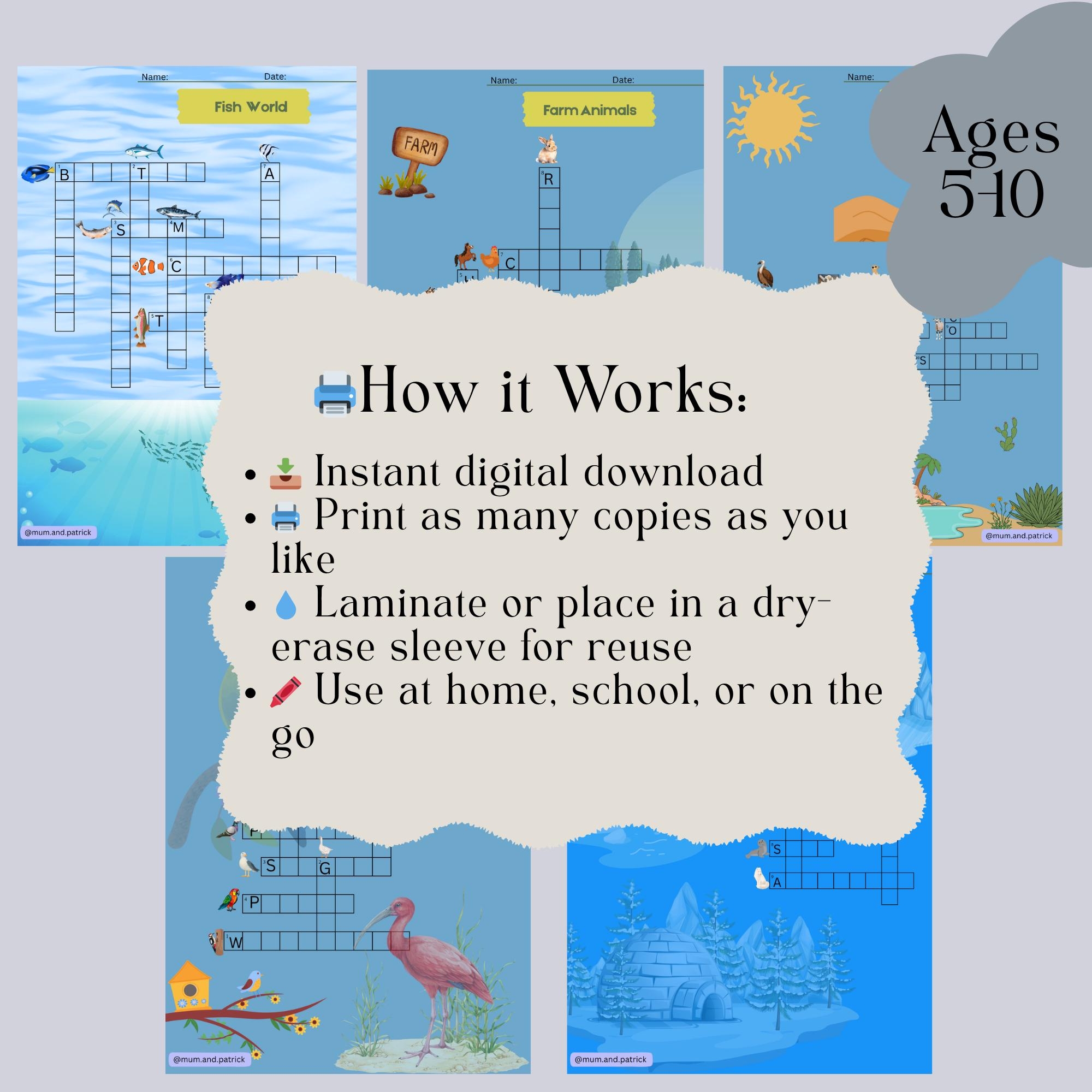 Animal Crossword Puzzles Printable with Answer Key