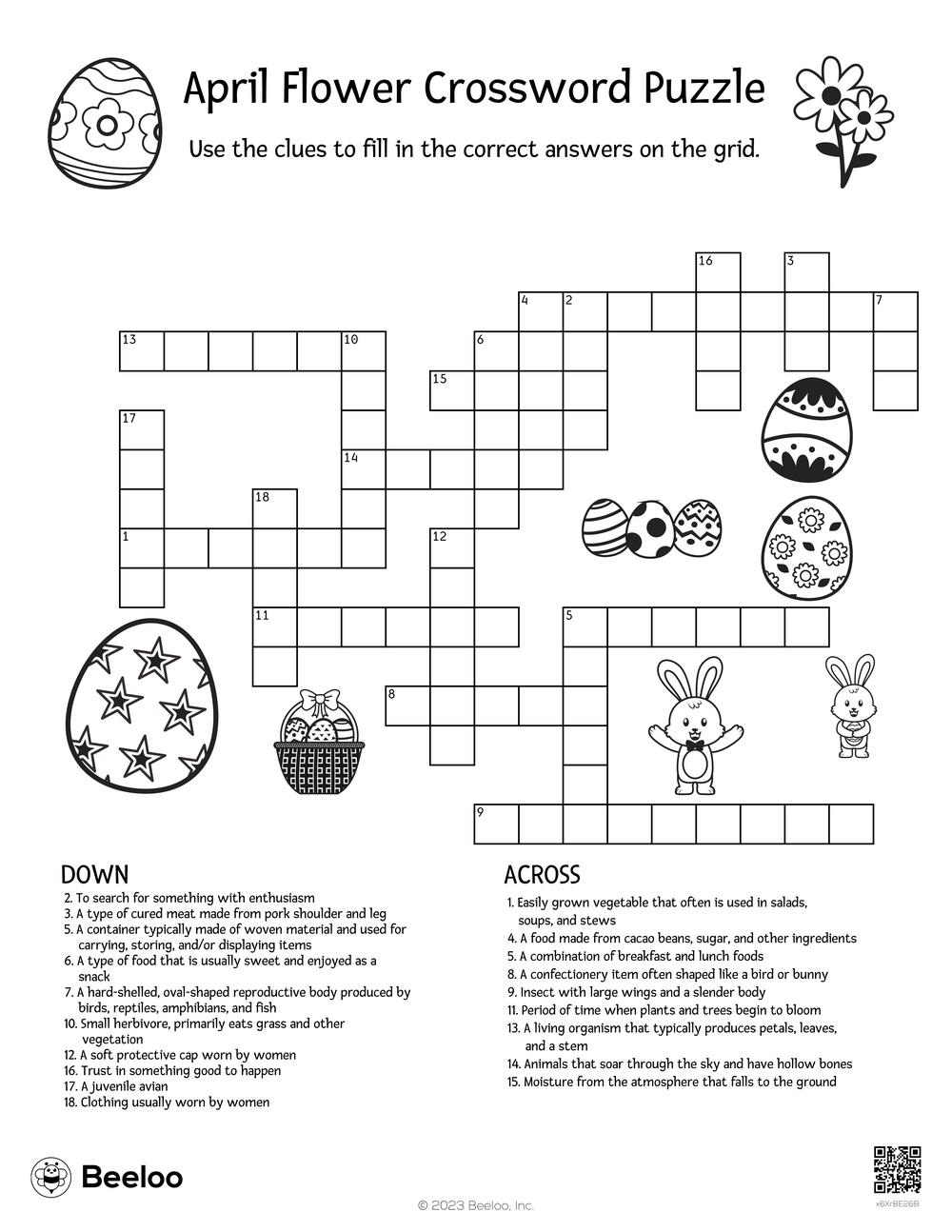 Flower Crossword Puzzles Printable