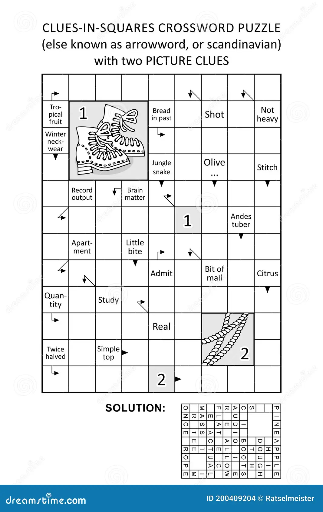 Arrowword Clues in squares Crossword Puzzle With Picture Clues Stock Vector Illustration Of Leisure Arrowwords 200409204