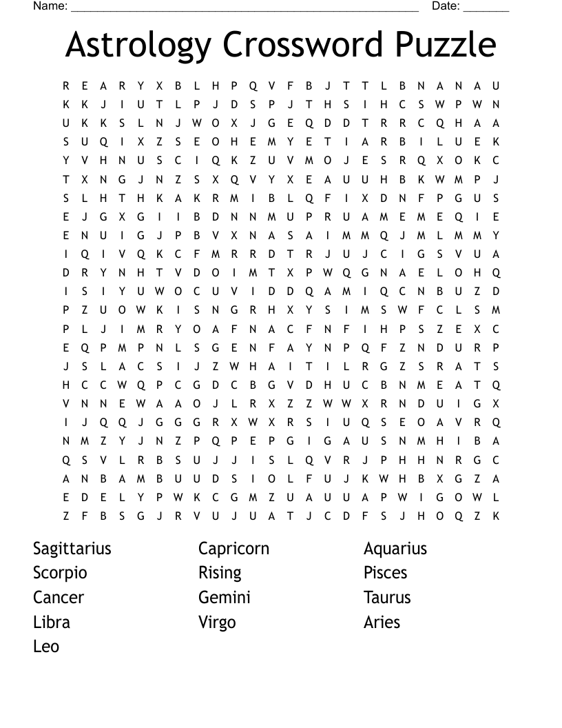 Astrology Crossword Puzzle Word Search WordMint