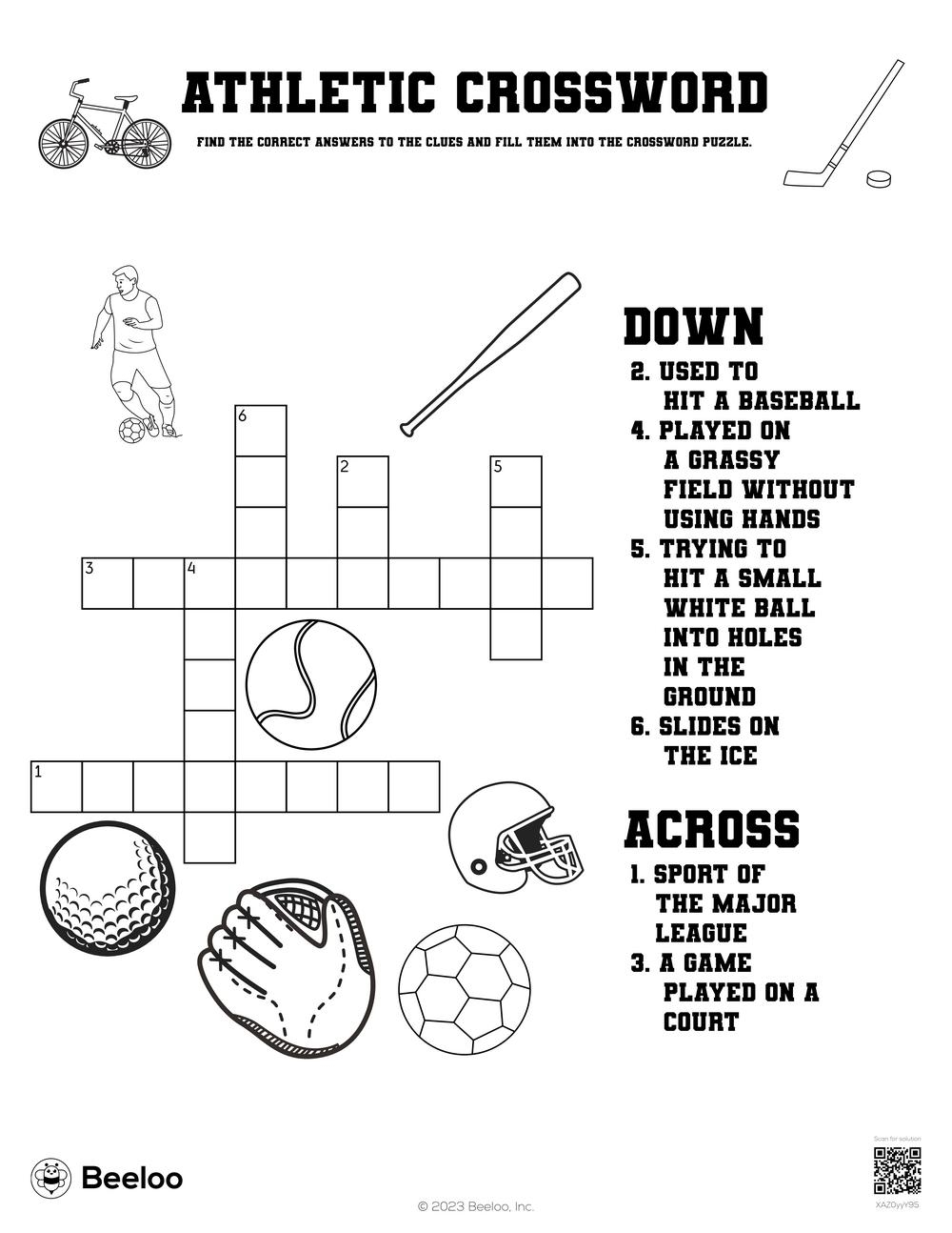 Athletic Crossword Beeloo Printable Crafts And Activities For Kids Athletic Crossword Beeloo Printable Crafts And Activities For Kids