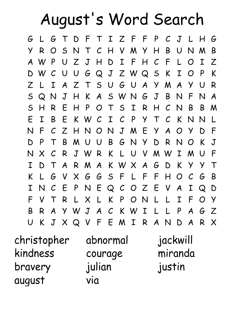 Free Printable August Crossword Puzzles