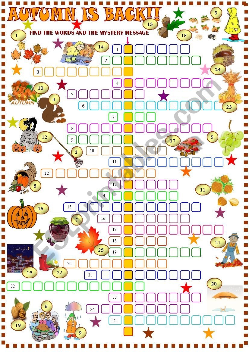 Autumn Crossword Puzzle Printable