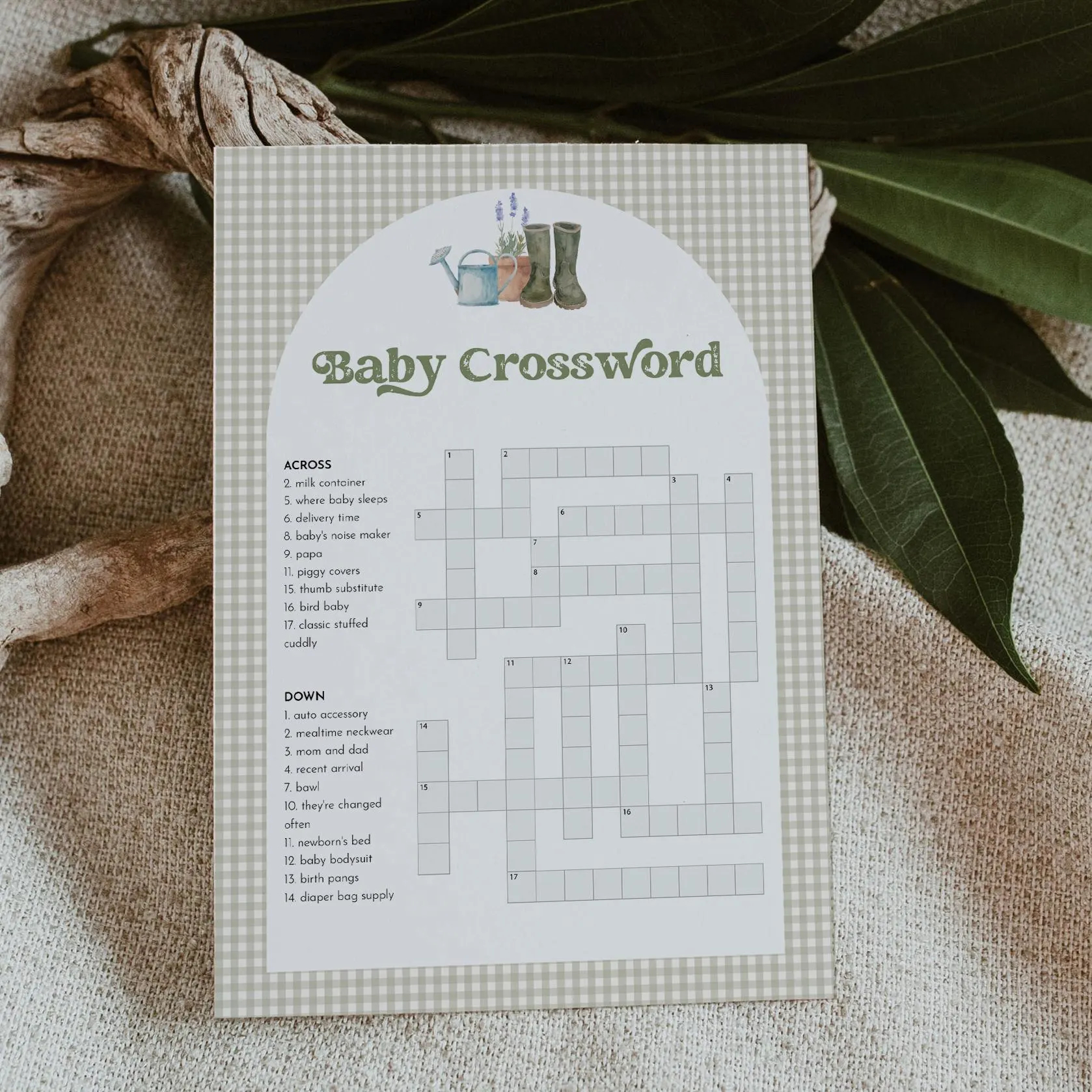 Free Printable Baby Shower Crossword Puzzle