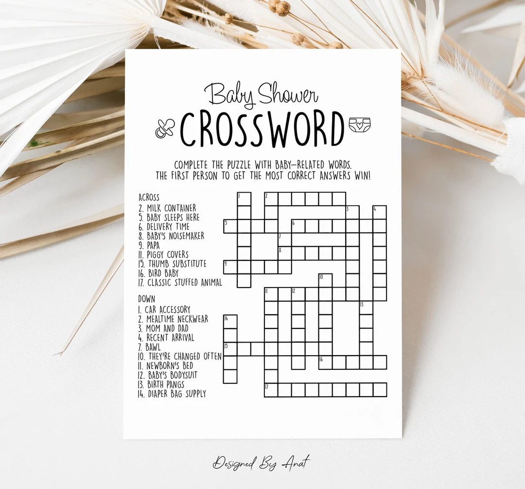 Baby Shower Crossword Puzzle Clearance