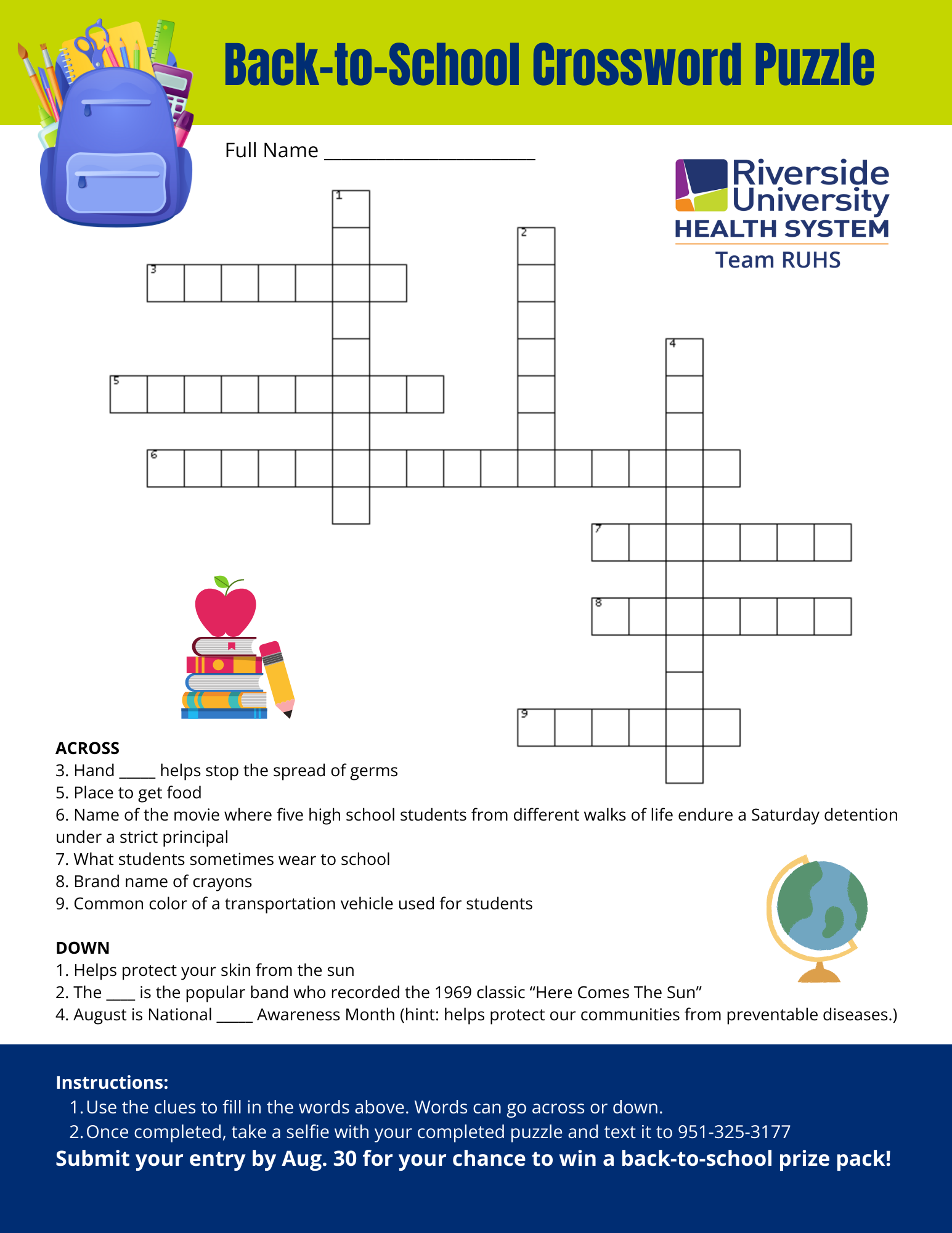 School Crossword Printable School Crossword Printable