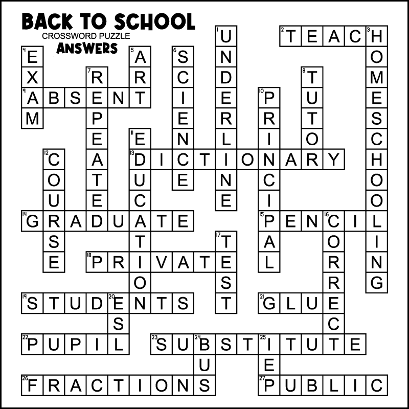 Back To School Crossword Puzzles Tree Valley Academy Back To School Crossword Puzzles Tree Valley Academy