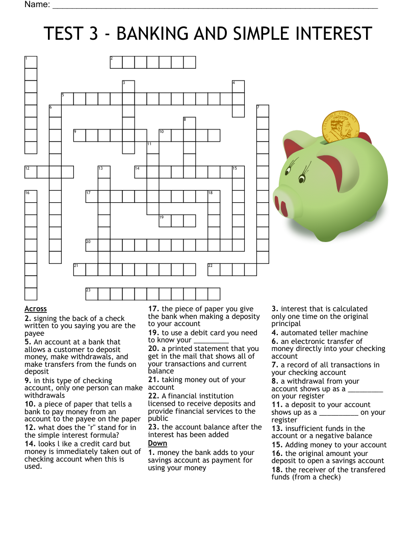 Banking Crossword WordMint Banking Crossword WordMint