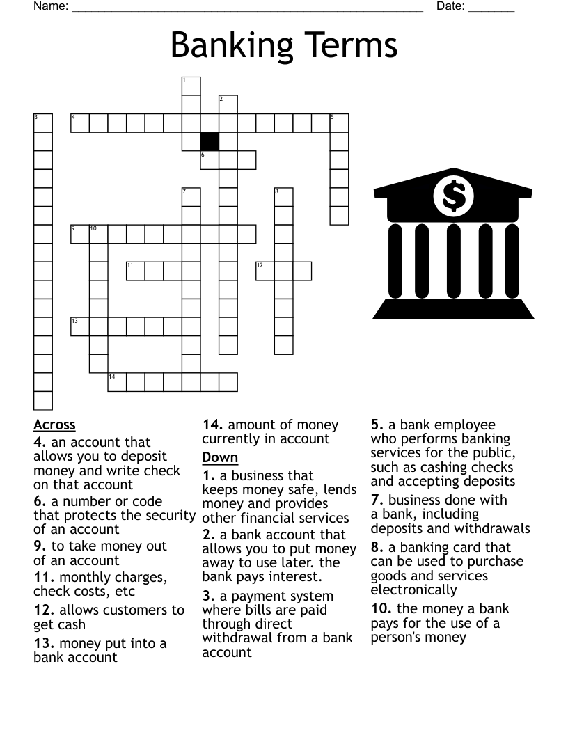 Banking Terms Crossword WordMint Banking Terms Crossword WordMint