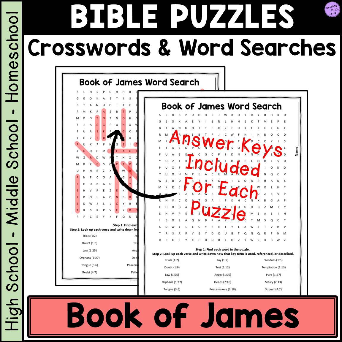 Bible Book Of James Crossword Word Search Puzzle Activities Made By Teachers Bible Book Of James Crossword Word Search Puzzle Activities Made By Teachers
