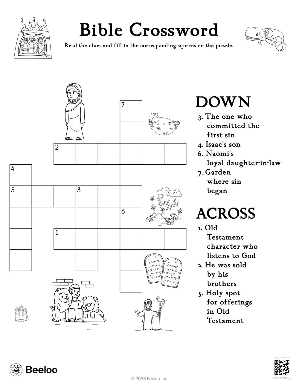 bible crossword beeloo printable crafts and activities for kids bible crossword beeloo printable crafts and activities for kids