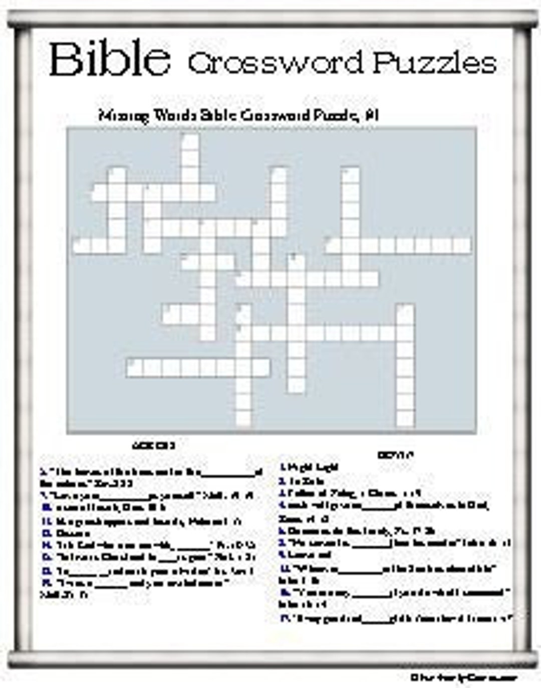 Printable Biblical Crossword Puzzles