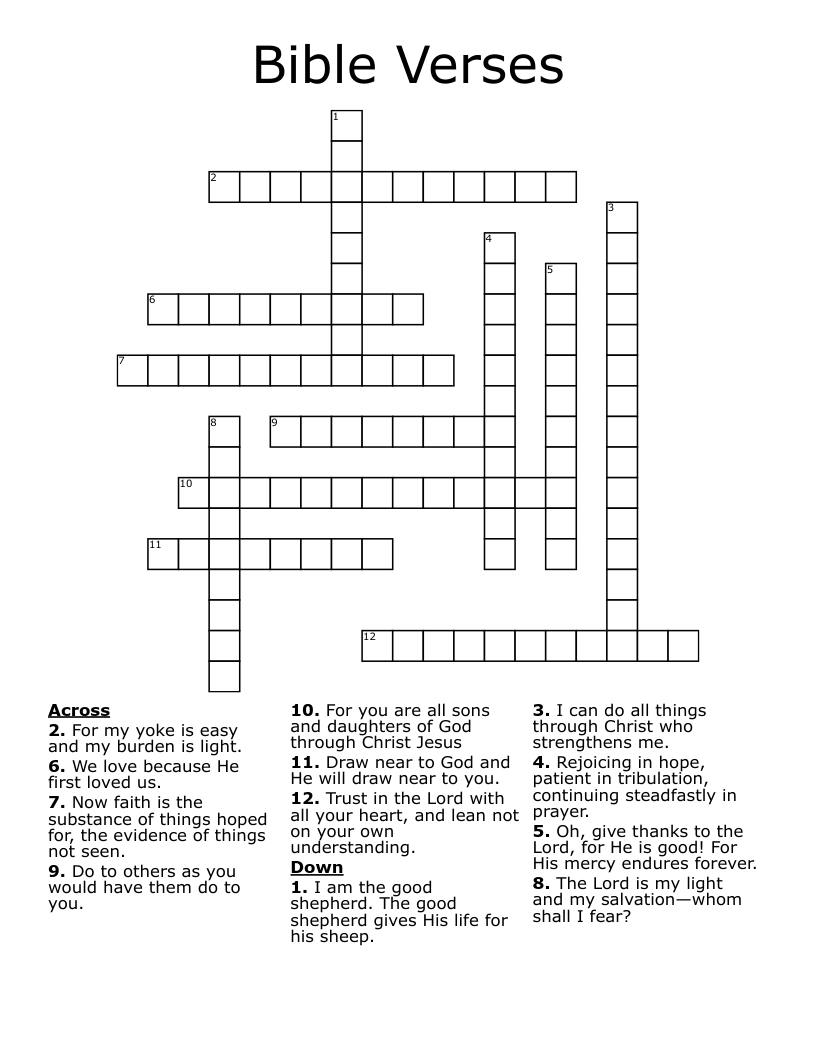 Bible Verses Crossword WordMint Bible Verses Crossword WordMint