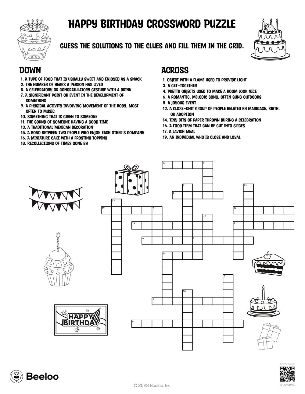 Birthday themed Crossword Puzzles Beeloo Printable Crafts And Activities For Kids Birthday themed Crossword Puzzles Beeloo Printable Crafts And Activities For Kids