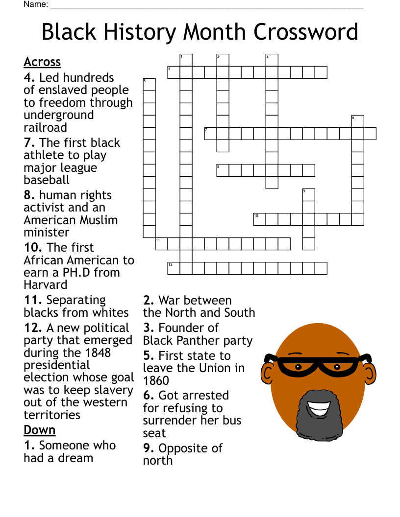 Black History Crossword WordMint Black History Crossword WordMint