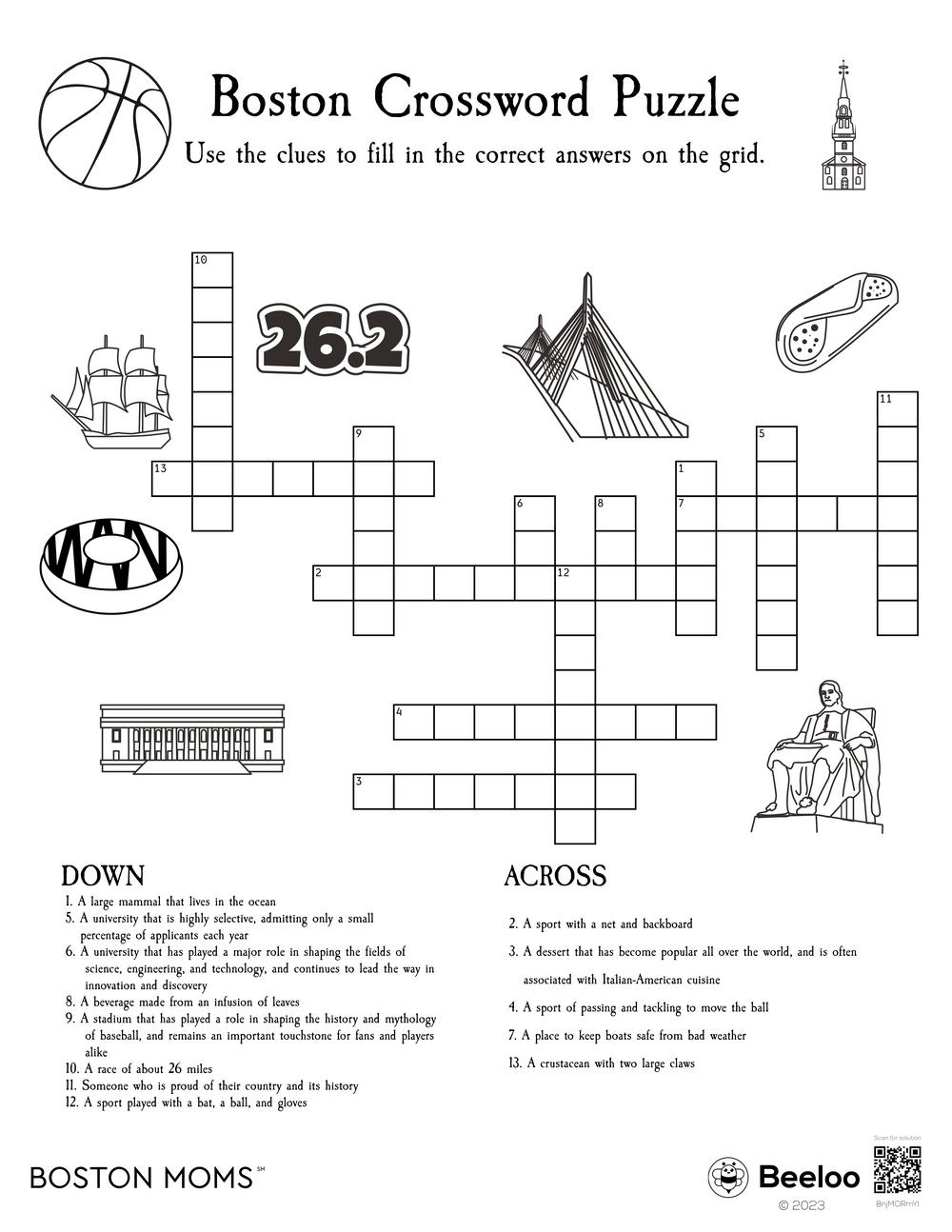 Boston Crossword Puzzle Beeloo Printable Crafts And Activities For Kids Boston Crossword Puzzle Beeloo Printable Crafts And Activities For Kids