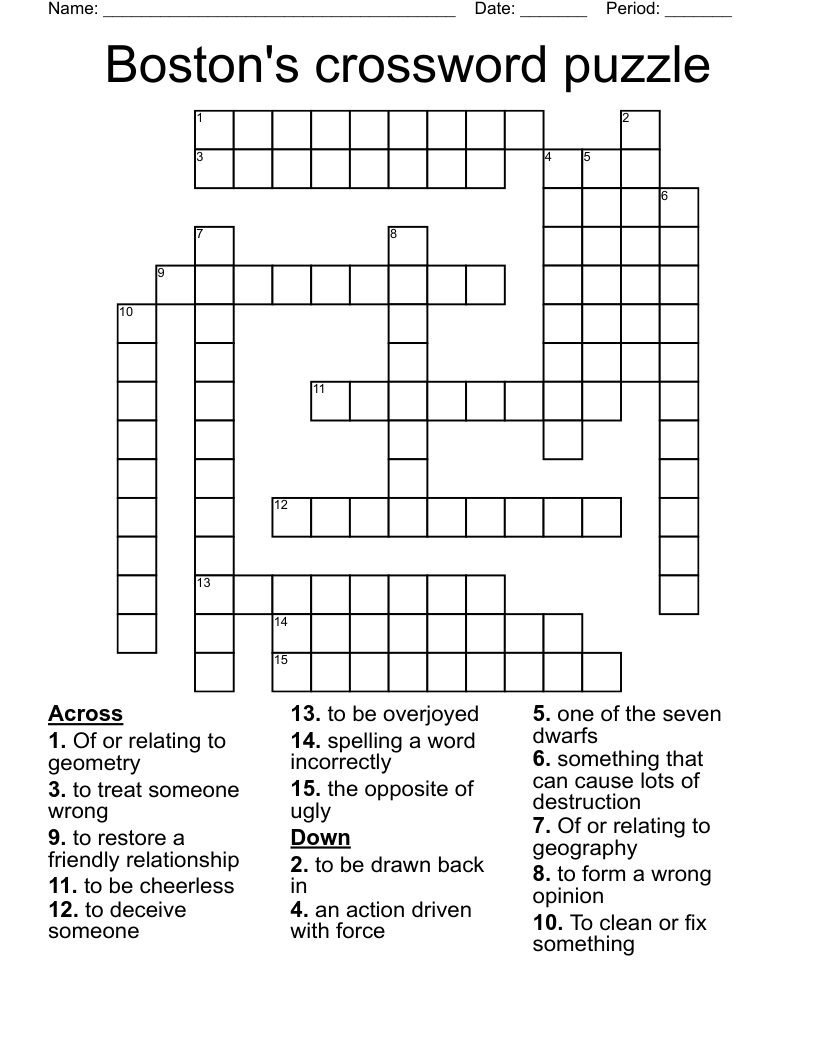 Boston s Crossword Puzzle WordMint Boston s Crossword Puzzle WordMint