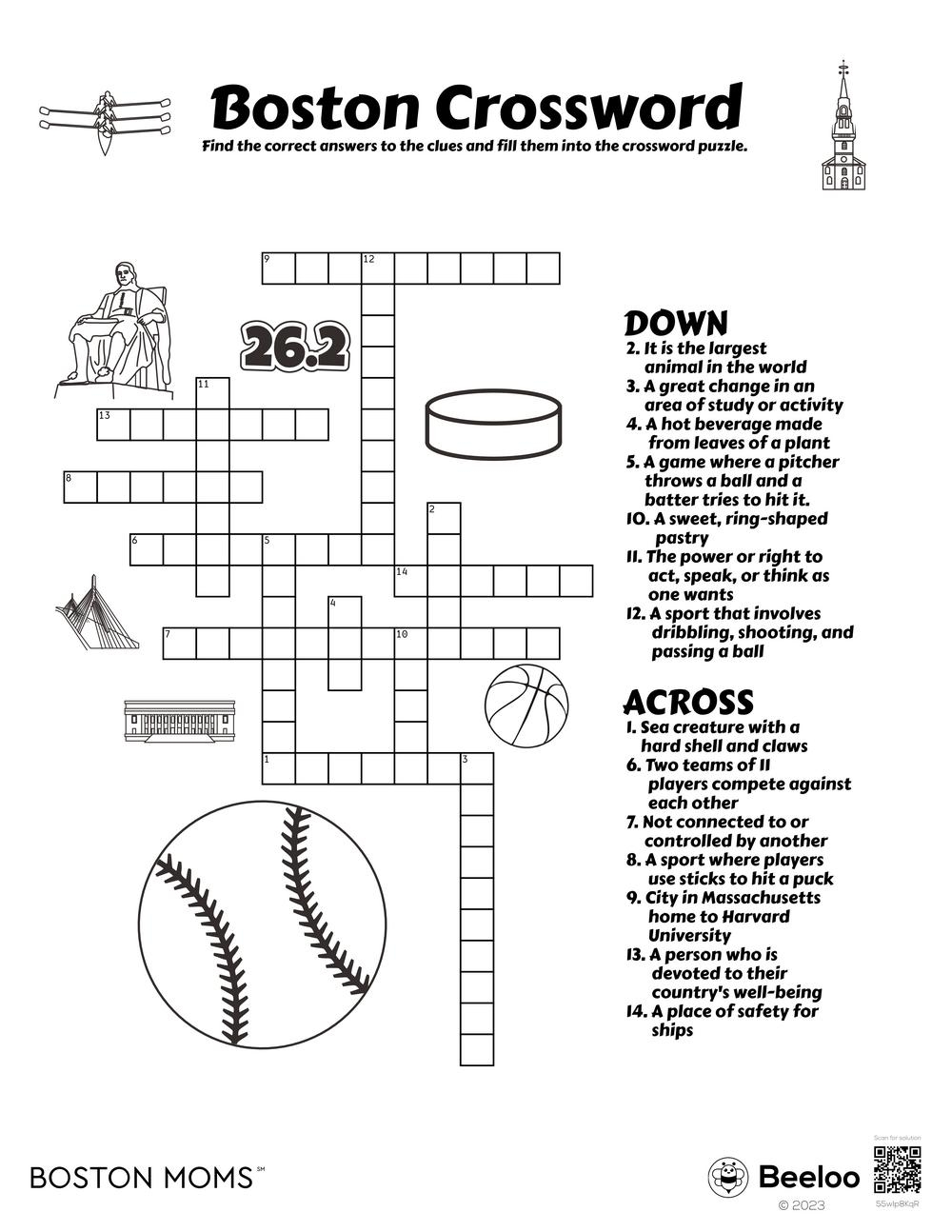 Boston themed Crossword Puzzles Beeloo Printable Crafts And Activities For Kids Boston themed Crossword Puzzles Beeloo Printable Crafts And Activities For Kids