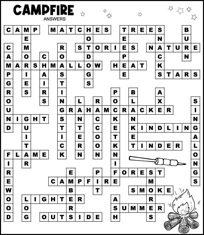Campfire Camping Word Fill In Puzzle Tree Valley Academy