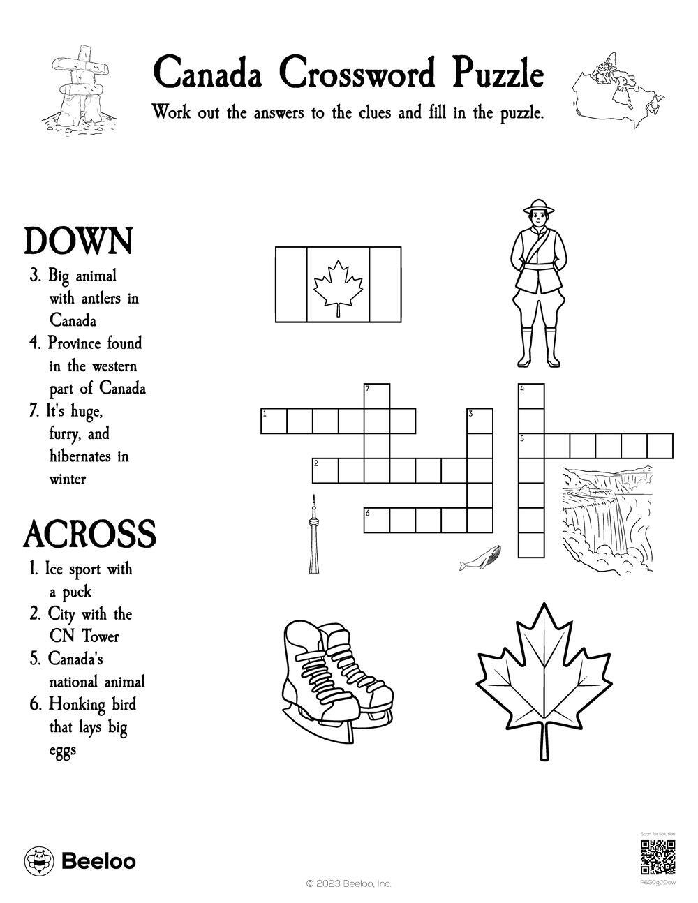 Canada Crossword Puzzle Beeloo Printable Crafts And Activities For Kids Canada Crossword Puzzle Beeloo Printable Crafts And Activities For Kids