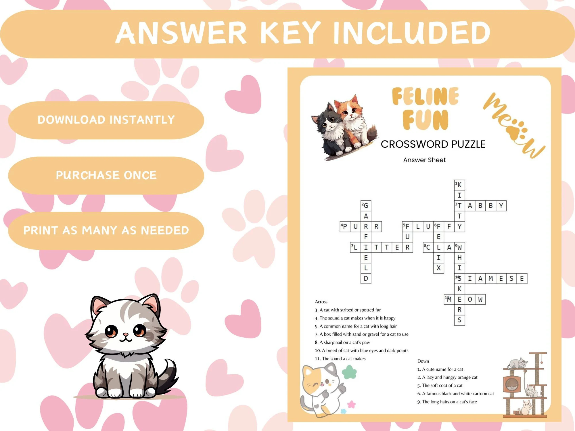 Cat Crossword Printable Digital Puzzle Feline Brain Teaser W answers Family Friendly Game Kids And Adult Wordplay Fun PDF File Digital Etsy Cat Crossword Printable Digital Puzzle Feline Brain Teaser W answers Family Friendly Game Kids And Adult Wordplay Fun PDF File Digital Etsy