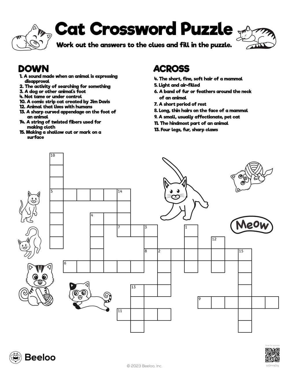 Cat Crossword Puzzle Beeloo Printable Crafts And Activities For Kids Cat Crossword Puzzle Beeloo Printable Crafts And Activities For Kids