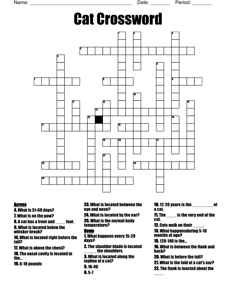 Cat Crossword WordMint Cat Crossword WordMint